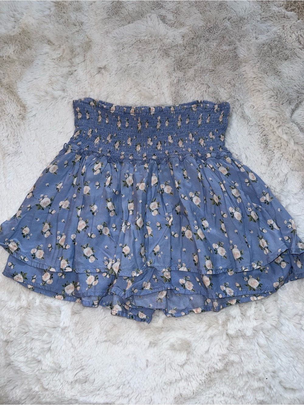 Hollister Blue Floral Smocked Mini Skirt